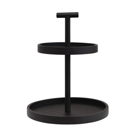 Bloomingville Mango Wood 2-Tier Tray with Handle, Black