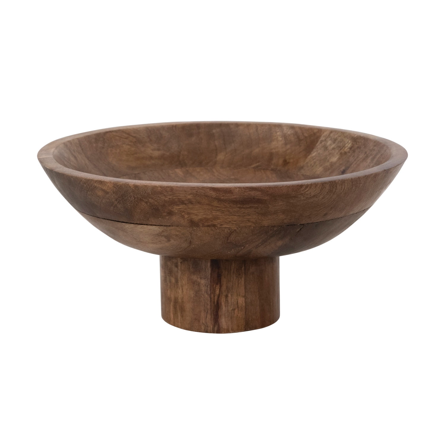 Natural Mango Wood Footed Serving Bowl, 11.5" Wide
