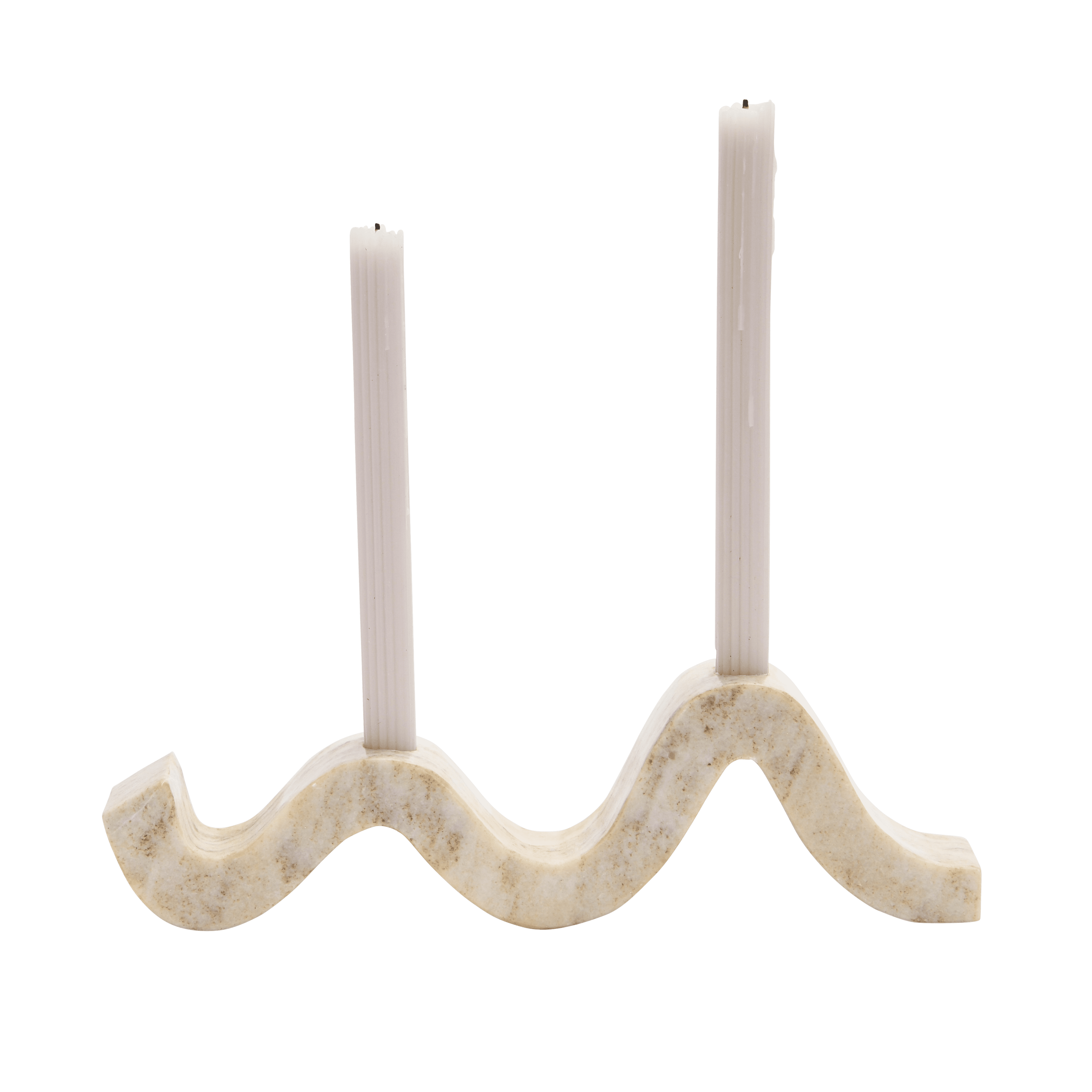 Natural Beige Marble Wave Double Taper Candle Holder