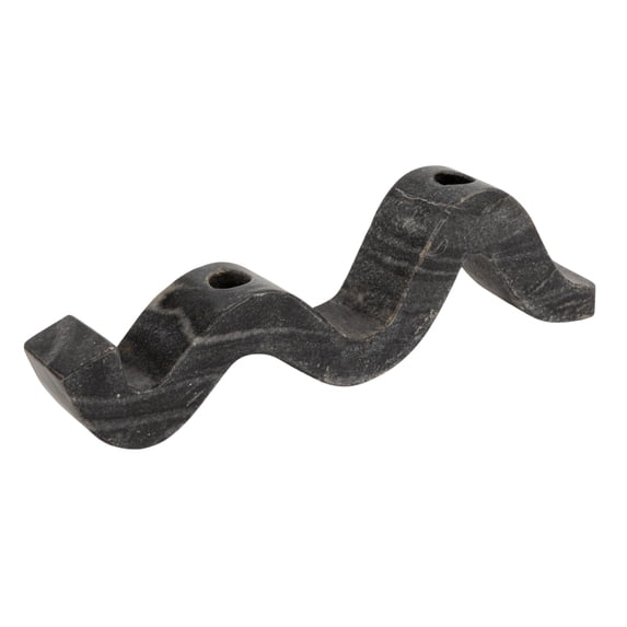 Bloomingville Marble Wave Double Taper Candle Holder, Grey