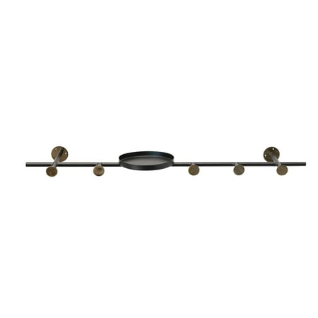 Bloomingville Metal Wall Hook with 1 Shelf & 5 Hooks, Black & Brass Finish