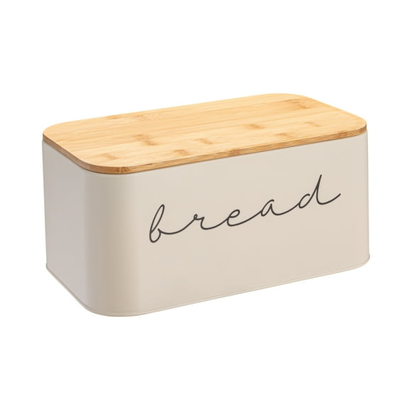 Bloomingville Metal "bread" Bin with Bamboo Lid, Cream