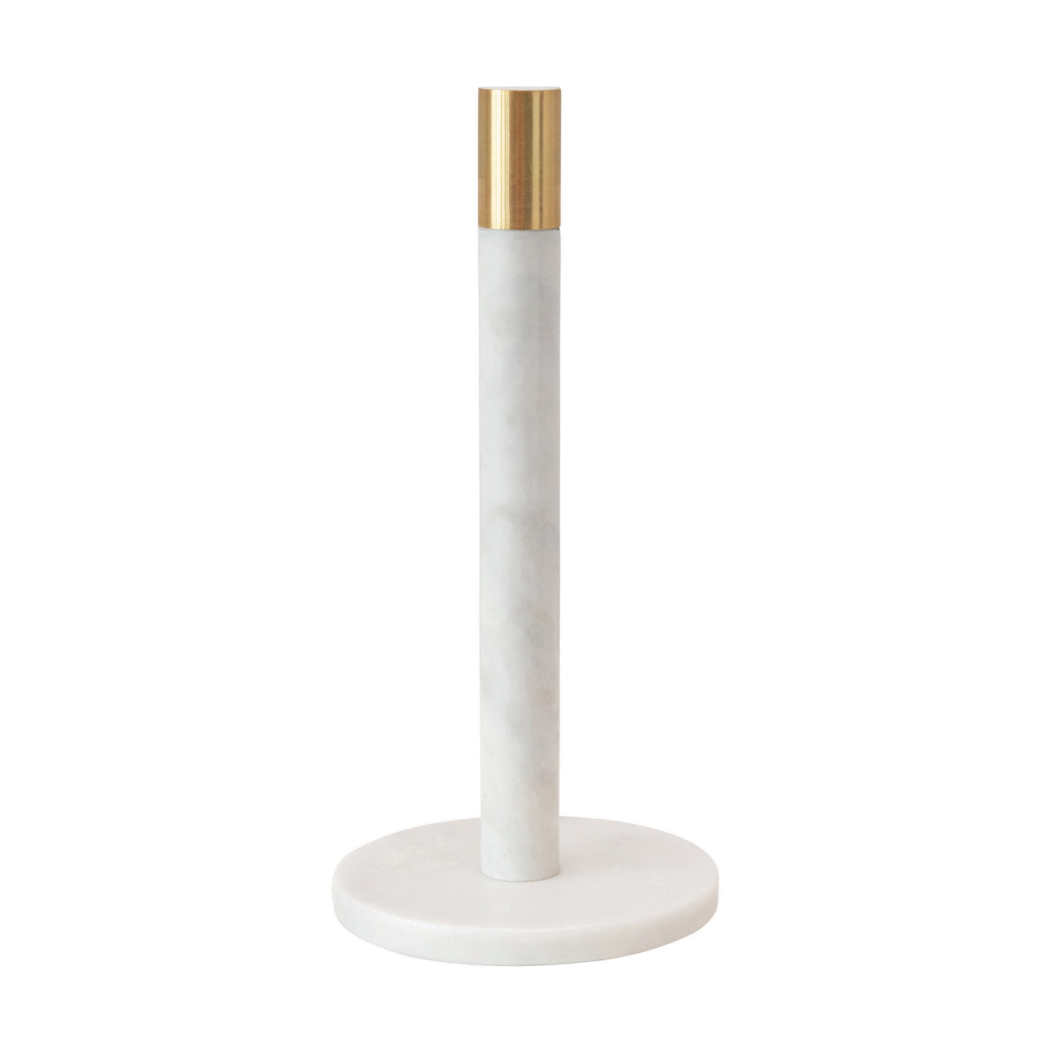 Elegant White Marble & Brass Accent Paper Towel Holder, 6"x12"