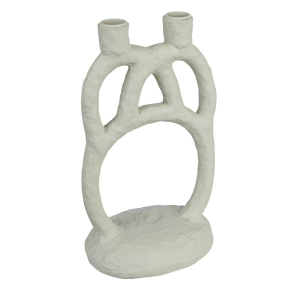 Bloomingville Modern Sculptural Double Taper Candle Holder, Ivory