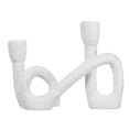 thumbnail image 1 of Bloomingville Modern Sculptural Double Taper Candle Holder, White, 1 of 4