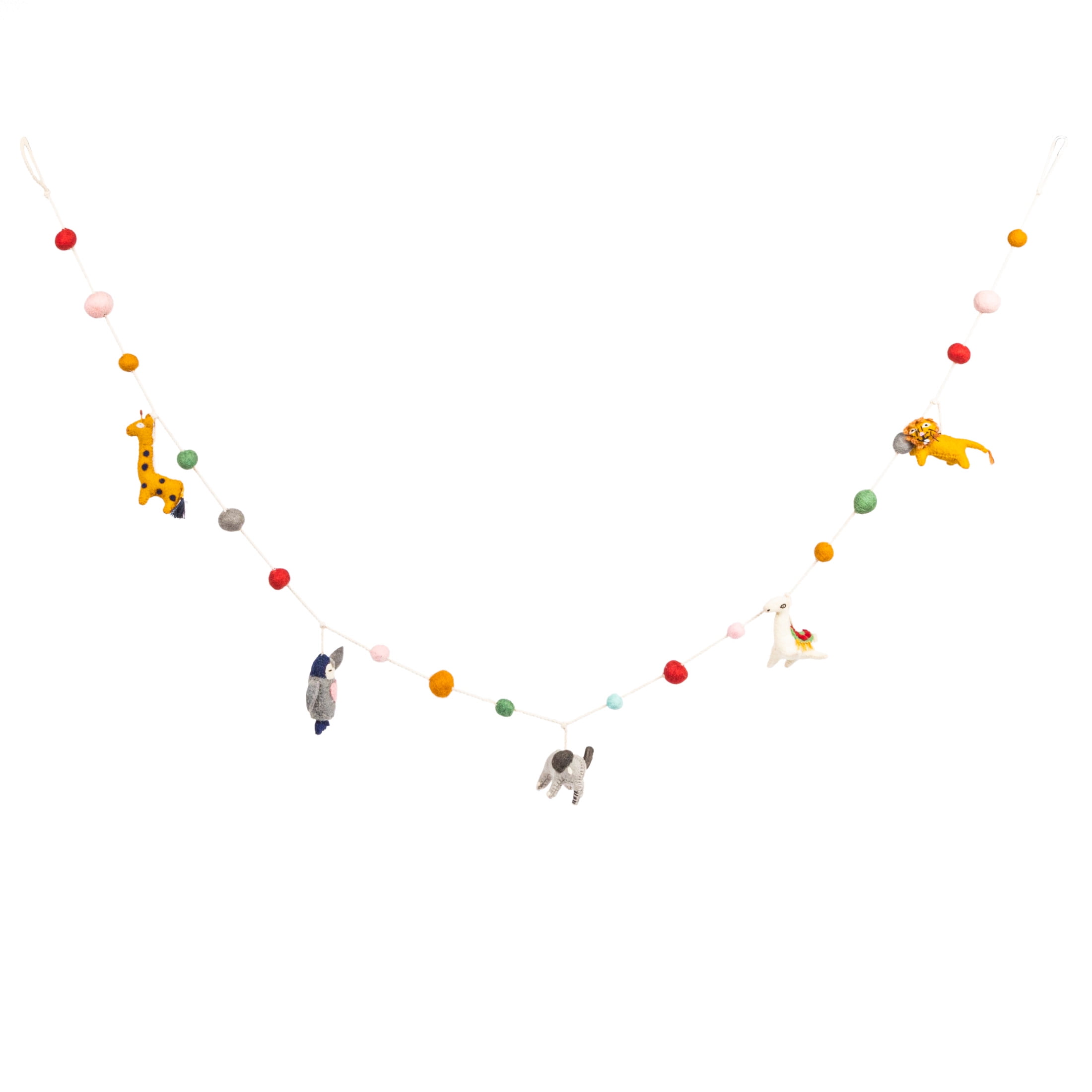 Multicolor Wool Felt Animal Shaped Nursery Garland