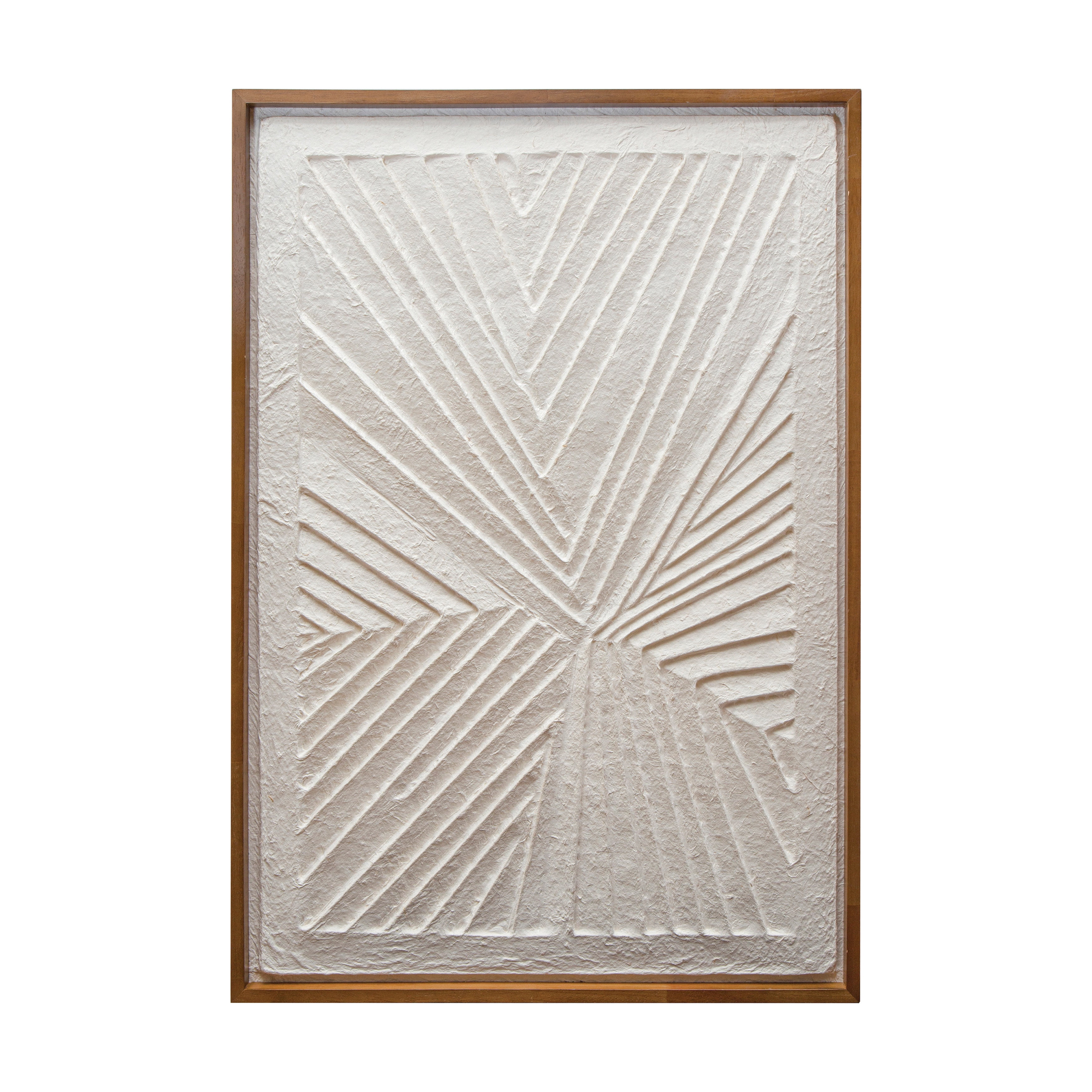 Natural Oak Framed Embossed Handmade Paper Wall Art
