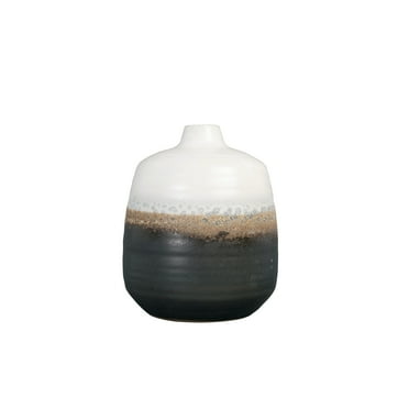 Bloomingville Ombré Ceramic Vase with Reactive Glaze, Black and White