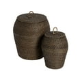 thumbnail image 1 of Bloomingville Rattan Wicker Storage Basket with Lid, Washed Black Finish, Set of 2, 1 of 1