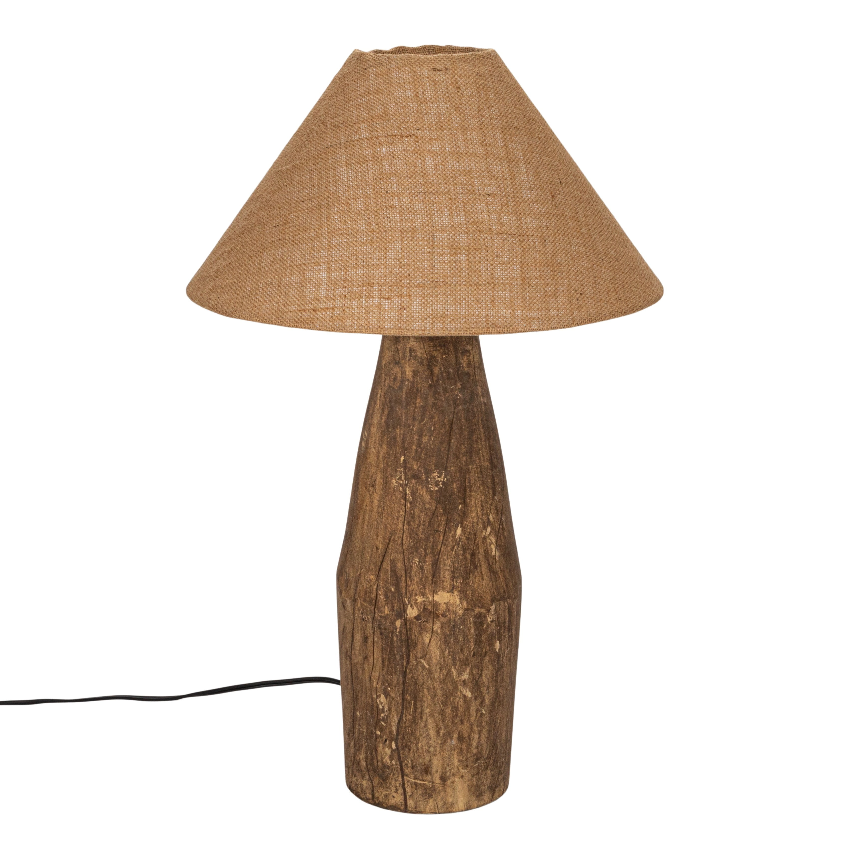 Natural Reclaimed Wood Table Lamp with Adjustable Jute Shade