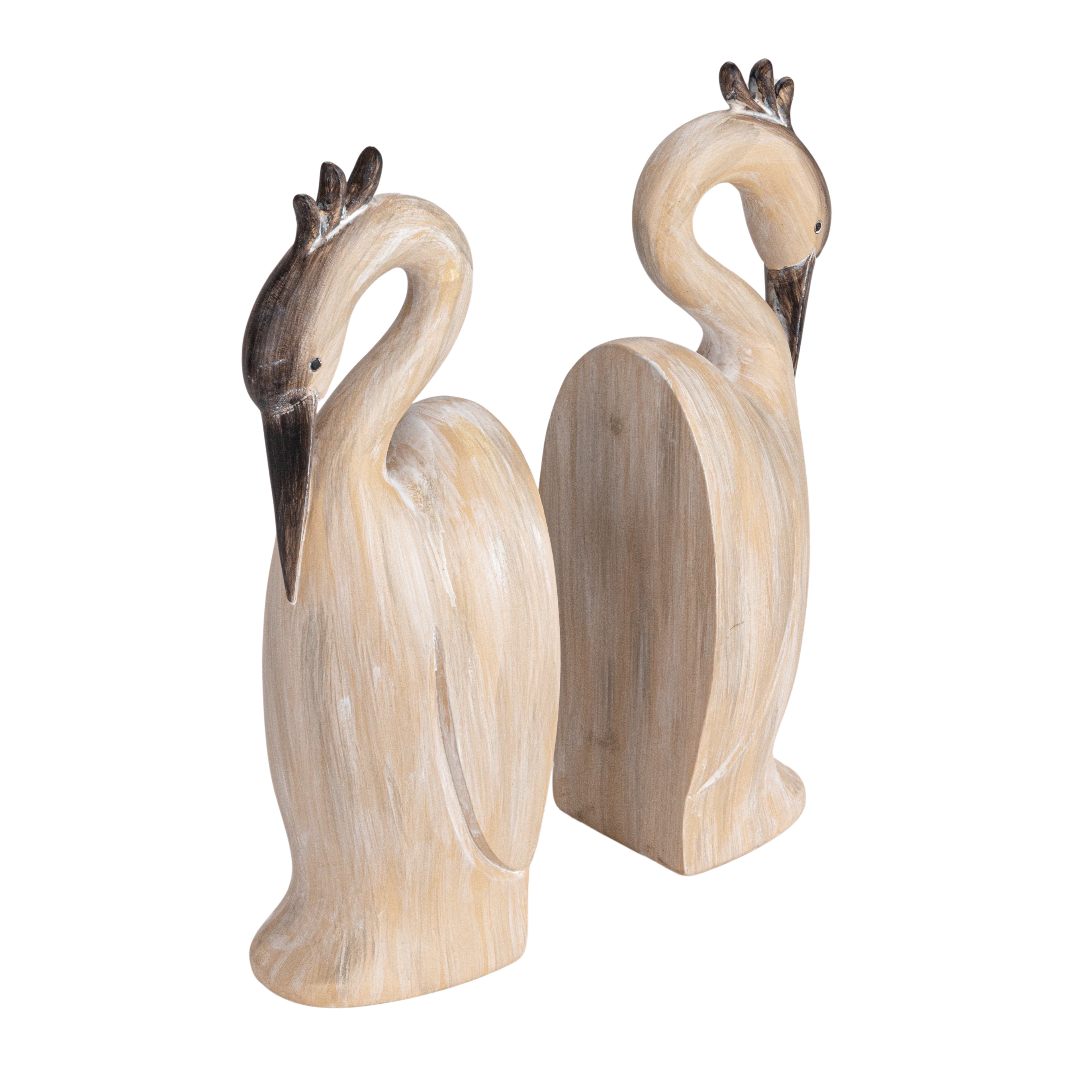 Cream Resin Heron Bookends Set of 2