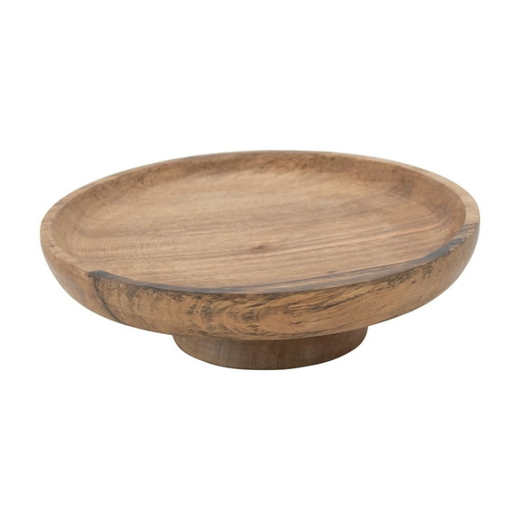 Bloomingville Round Natural Mango Wood Footed Bowl Cake Stand