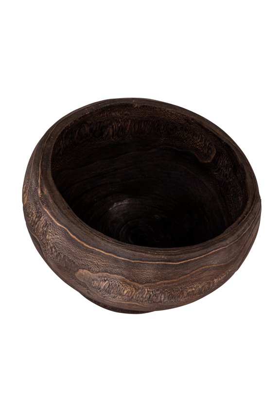 Round Paulownia Wood Planter, Stained Finish