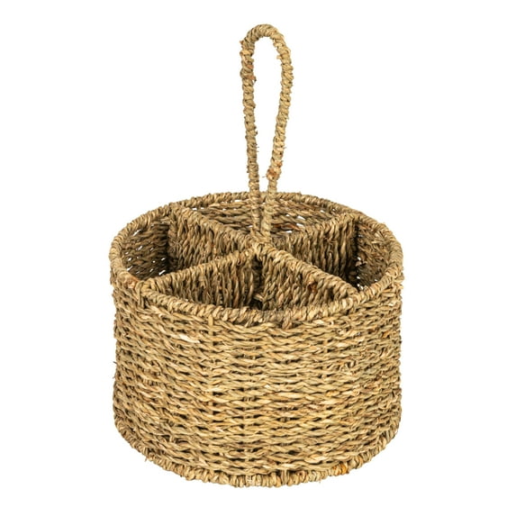 Bloomingville Round Seagrass Multi-Section Caddy, Natural