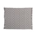 thumbnail image 1 of Bloomingville Soft Reclaimed Cotton Jacquard Throw Blanket with Fringe, Grey, 1 of 2