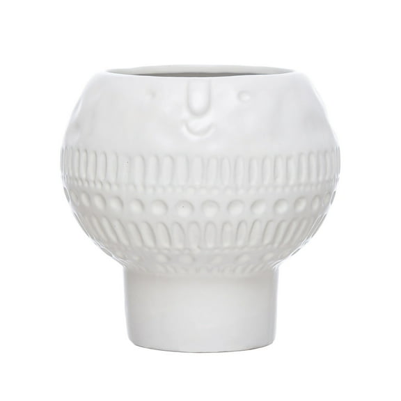 Bloomingville Stoneware Footed Planter with Face, Reactive Glaze