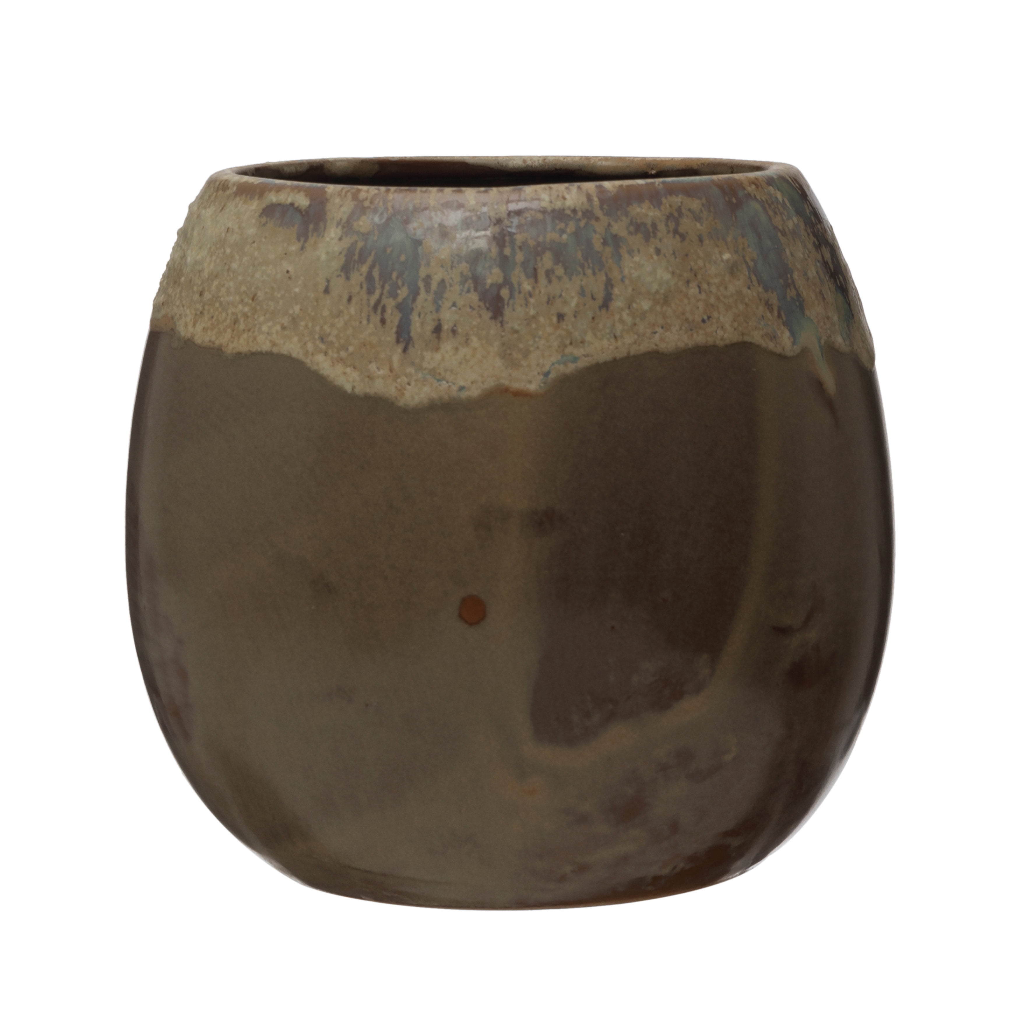 Bloomingville Stoneware Planter, Brown and Caramel Reactive Glaze
