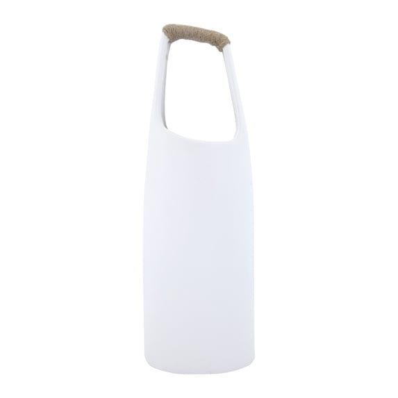 Bloomingville Stoneware Vase with Rattan Wrapped Top Handle, White