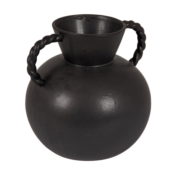 Bloomingville Stoneware Vase with Twisted Handles, Reactive Matte Black Glaze