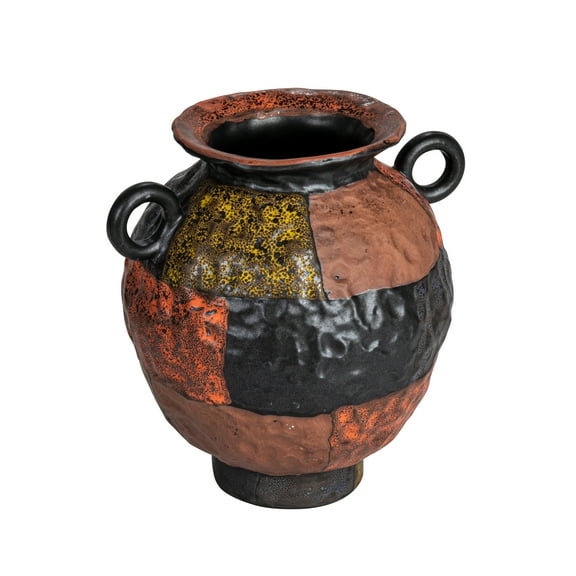 Bloomingville Textured Stoneware Vase with Handles and Reactive Glaze, Multicolor