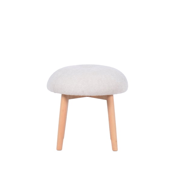 Bloomingville Tufted Fabric Upholstered Stool with Beech Wood Legs