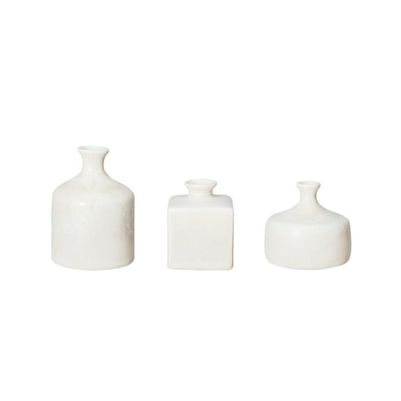 Bloomingville Vaious Stoneware Vases with Reactive Glaze, Cream, Set of 3