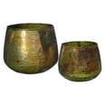 thumbnail image 1 of Bloomingville Various Round Metal Planters with Oxidized Finish, Green, Set of 2, 1 of 4