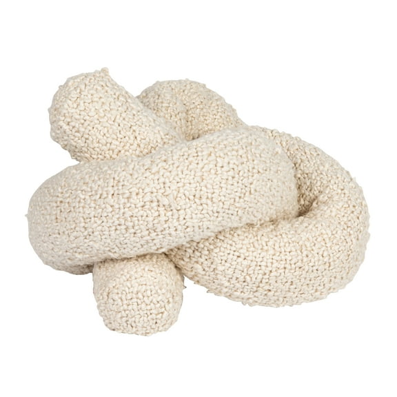 Bloomingville Woven Cotton Bouclé Knot Design Pillow, Cream