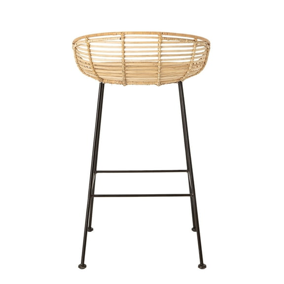 Bloomingville Woven Rattan and Metal Stella Bar Stool, Brown