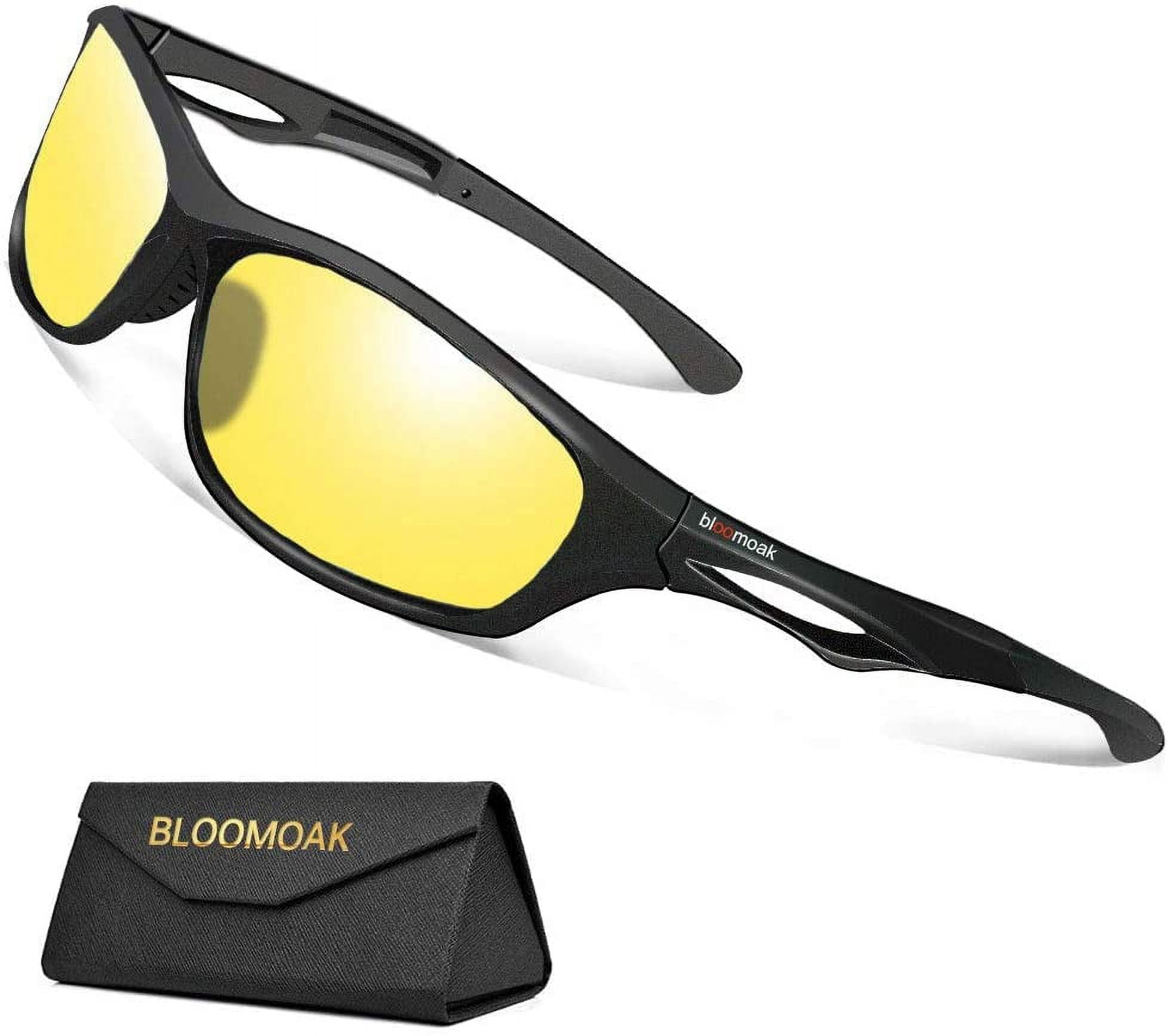 Bloomoak Night Driving Glasses Anti-Glare Night Vision Glasses Men Women,  Polarized Night Sight Glasses for Running Cycling Fishing Driving, TR90