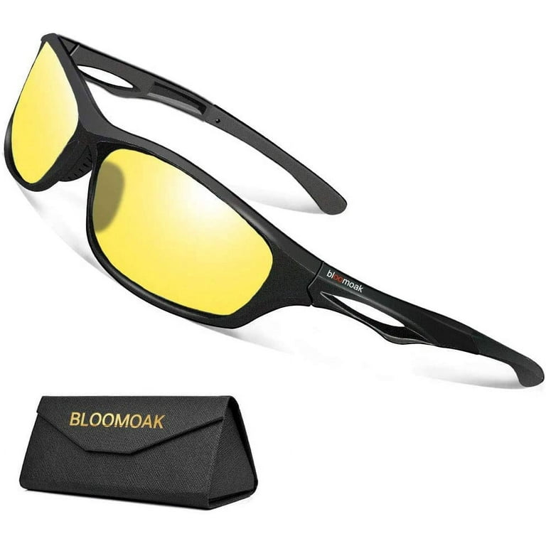 Bloomoak Night Driving Glasses Anti-Glare Night Vision Glasses Men Women, Polarized Night Sight Glasses for Running Cycling Fishing Driving, TR90