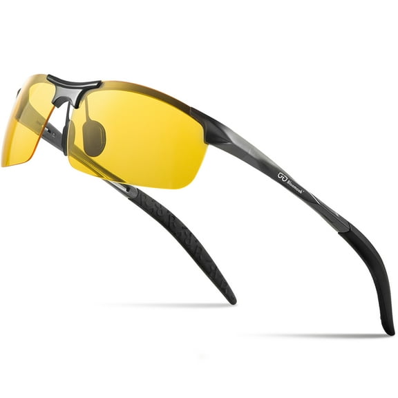 Bloomoak Night Driving Glasses Anti Glare for Men Women, Ultra Light Al-Mg Polarized Night Vision Glasses