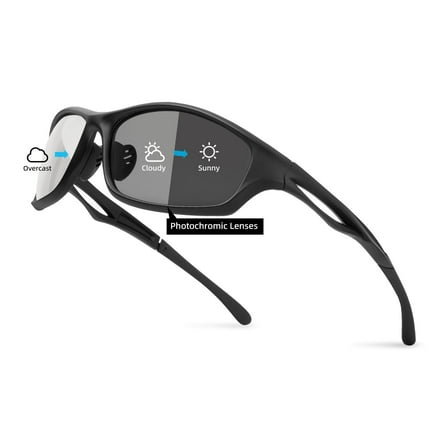 Bloomoak Photochromic Sports Unisex Sunglasses Unisex, Black