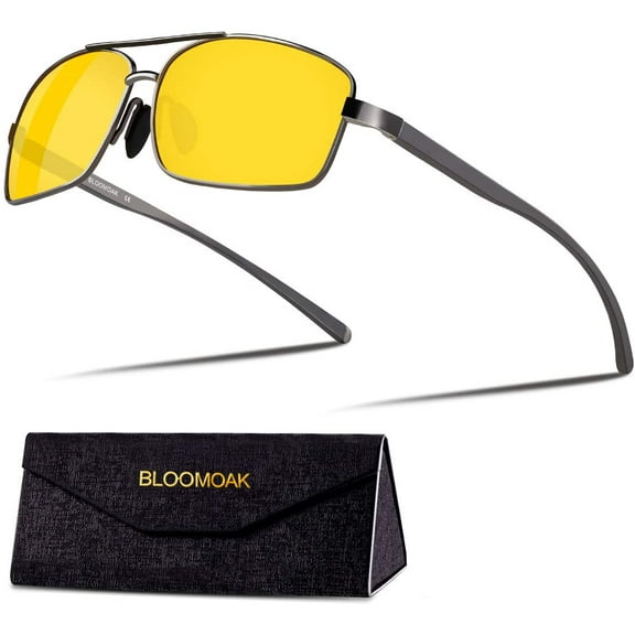 Bloomoak Polarized Night Driving Glasses for Men & Women, Pilot Sunglasses Ultra Lightweight Al-Mg UV400 Protection