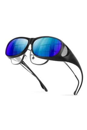 Polarized Removable UV Protection Safety Strap Unisex Wrap Around Sports Sunglasses, Blue