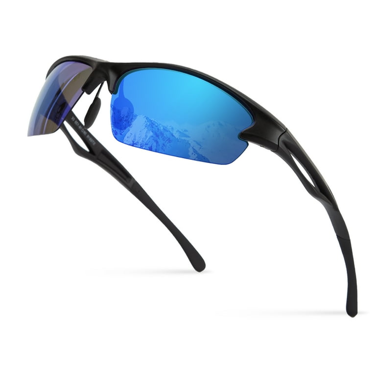Bloomoak Polarized Sports Sunglasses Cycling Glasses with UV Protection Semi Rimless Sports Glasses for Driving Cycling Running Fishing Golf Skiing