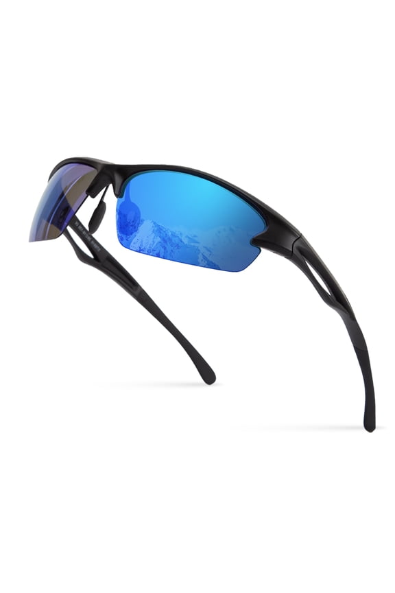 Polarized Sports Sunglasses Cycling Glasses with UV Protection Semi-Rimless Sports Glasses for Driving Cycling Running Fishing Golf Skiing, Lightweight TR90 Unbreakable Frame