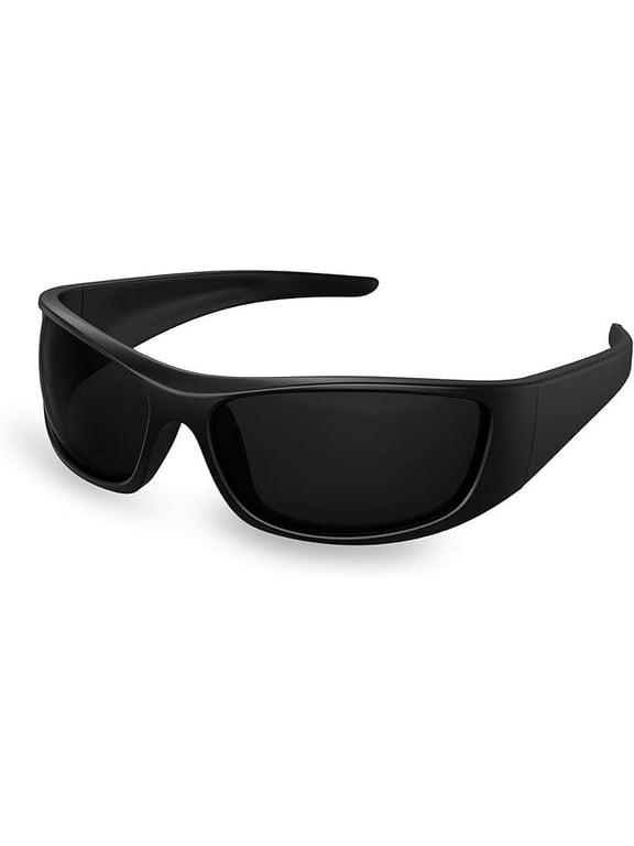 Polarized Sunglasses for Sensitive Eyes, Wrap Around, Super Black CAT 4