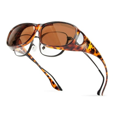 Bloomoak UV Protection Unisex Wrap Around Fit-Over Sunglasses, Brown