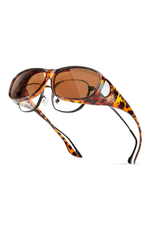 UV Protection Unisex Wrap Around Fit-Over Sunglasses, Brown