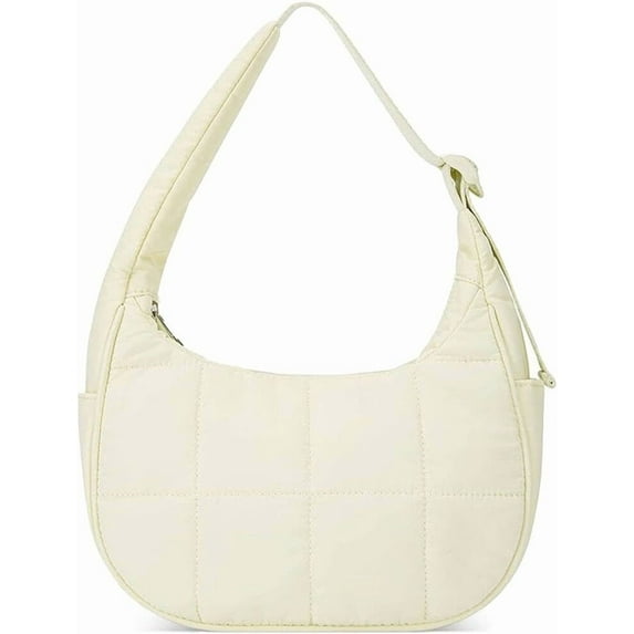 Bloomr Bag - Small Crescent Puffer Purse Shoulder Bag for Women, Nylon Quilted with Adjustable Shoulder Strap, Puffy Bag