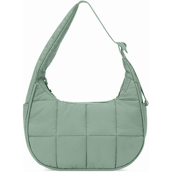 Bloomr Bag - Small Crescent Puffer Purse Shoulder Bag for Women, Nylon Quilted with Adjustable Shoulder Strap, Puffy Bag