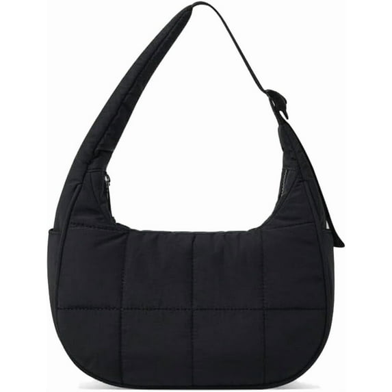 Bloomr Bag - Small Crescent Puffer Purse Shoulder Bag for Women, Nylon Quilted with Adjustable Shoulder Strap, Puffy Bag