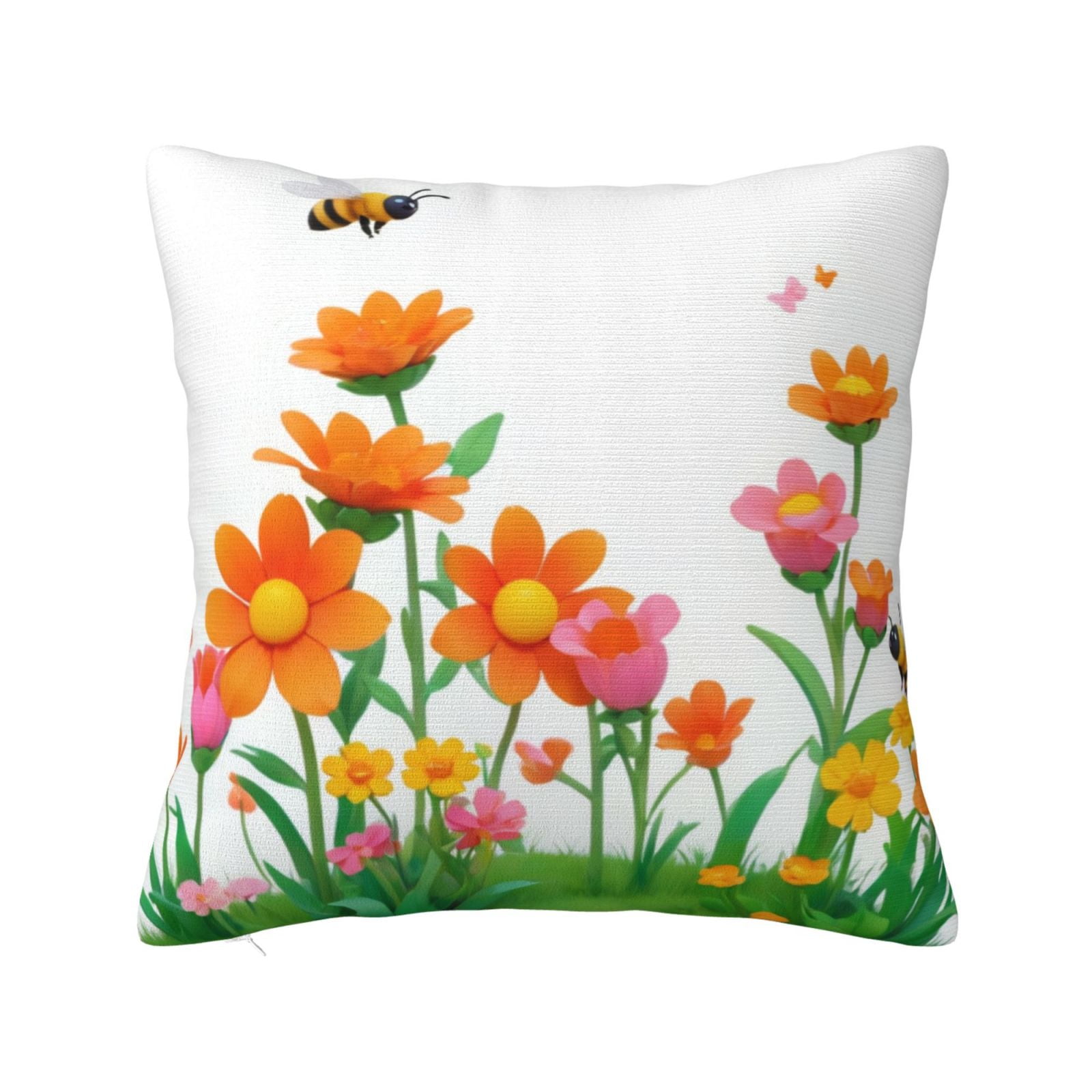 Blooms A Playful Spring Scene Decorative pillowcase square pillowcase