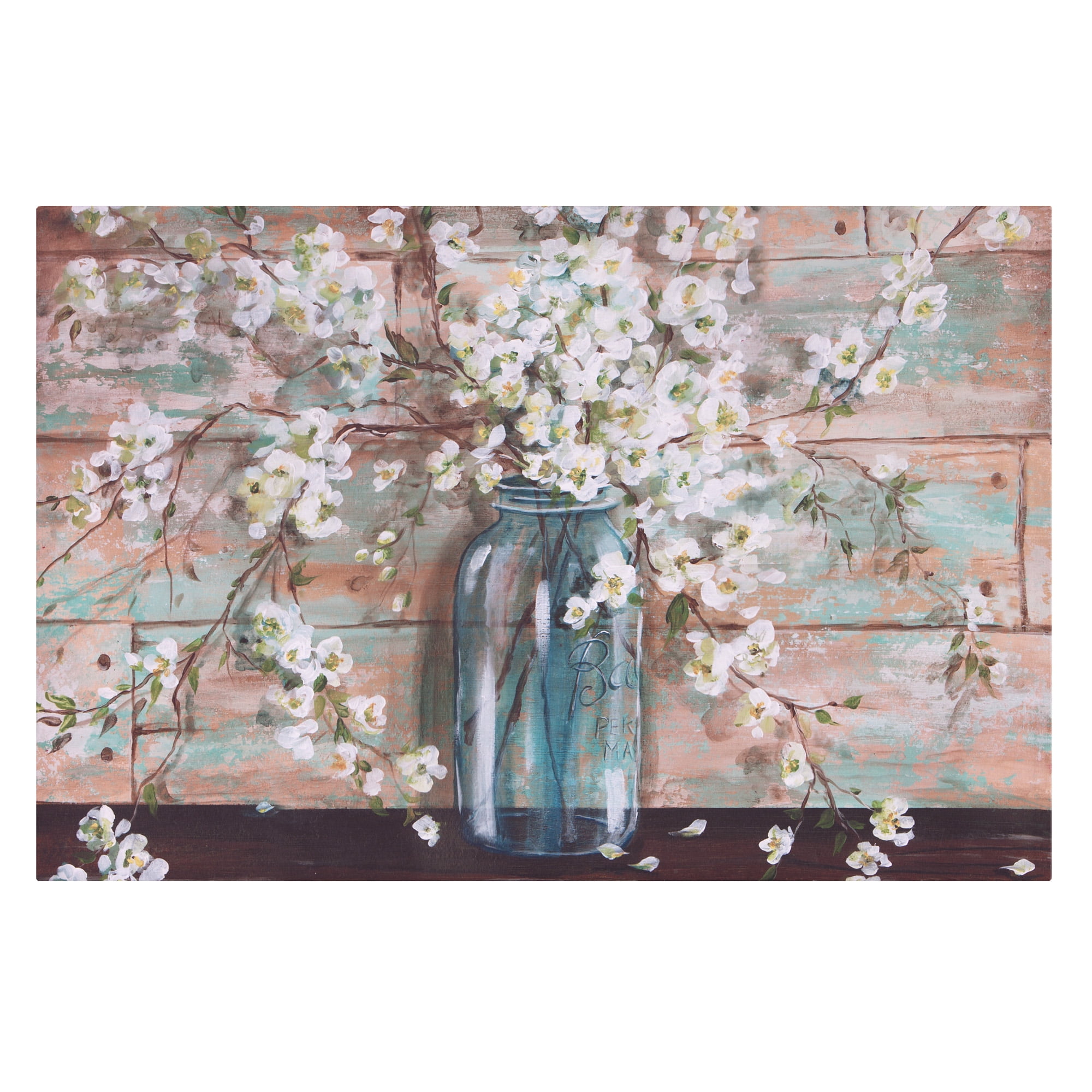 Rustic Floral Mason Jar Canvas Art, 24" x 36"