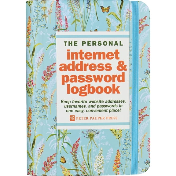 Blooms & Butterflies Internet Address & Password Logbook (Removable Cover Band for Security), (Hardcover)