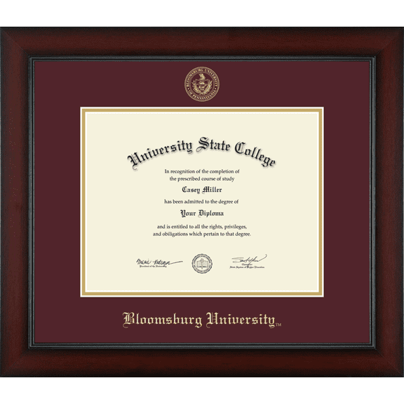 Bloomsburg University Diploma Frame, Document Size 11" x 8.5"