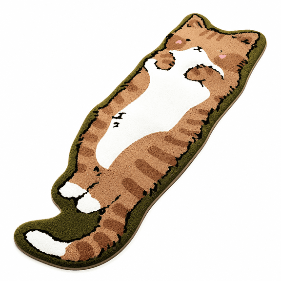 Bloomvera Cat Tufted Rug, Cat Shaped Rug, Cat Rug for Bedroom, Irregular Shaped Rug, Non-Slip Washable Cat Rug, Living Room Decoration