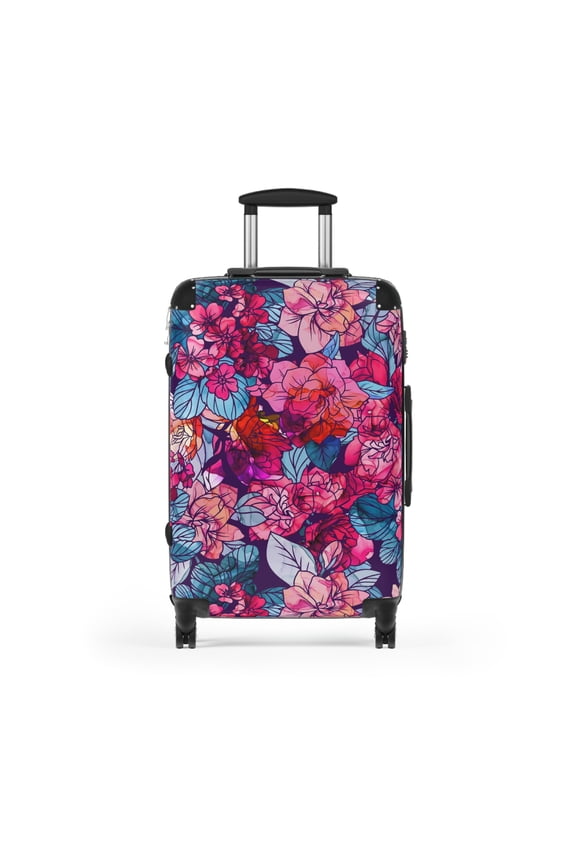 Bloomwave | Floral | Pink, Red, Navy, White | Hardshell Suitcase
