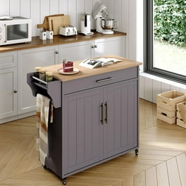 Hodedah Kitchen Cart with Spice Rack Towel Rack Cherry Walmart